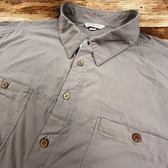 Clothing Arts Shirt Men XXL Tan P Cubed Pick Pocket Proof Button Up Travel Nylon - Picture 1 of 12